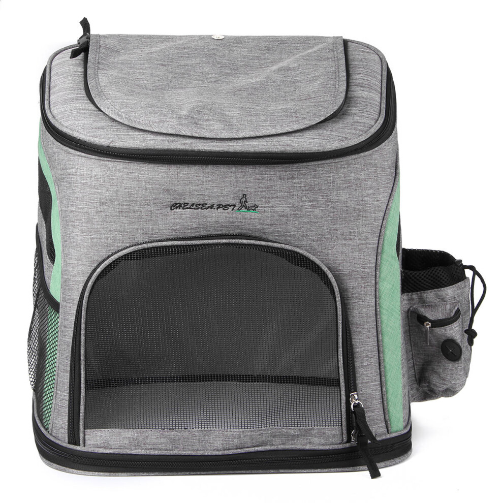 (Green) Portable Breathable Mesh Head Dog Cat Carrier Backpack Double Shoulder Bag Pet Accessories