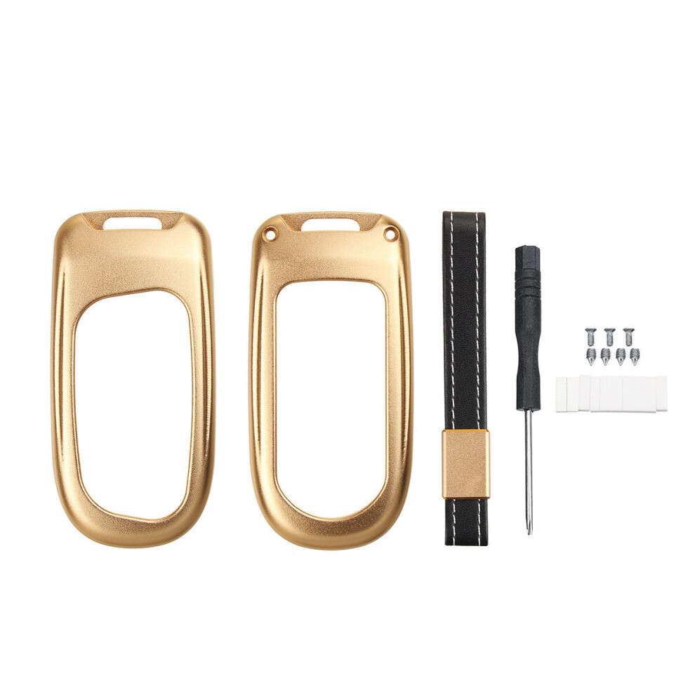 (Gold) Aluminum Alloy Remote Key Cover Fob Case Shell For Dodge Jeep Grand Chrysler