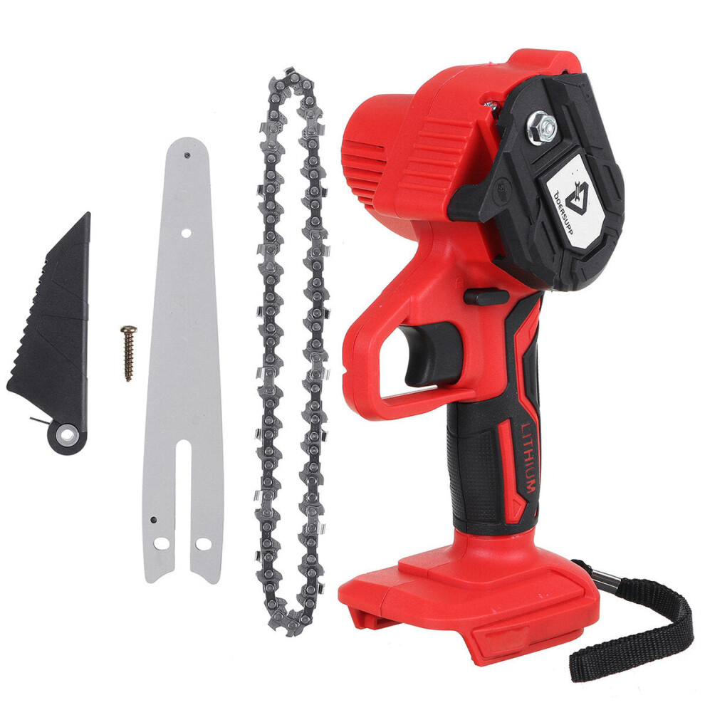 (Red) 6 Inch Cordless Electric Chain Saw Chainsaw 3000W Mini Woodworking Wood Cutter One-Hand Saws
