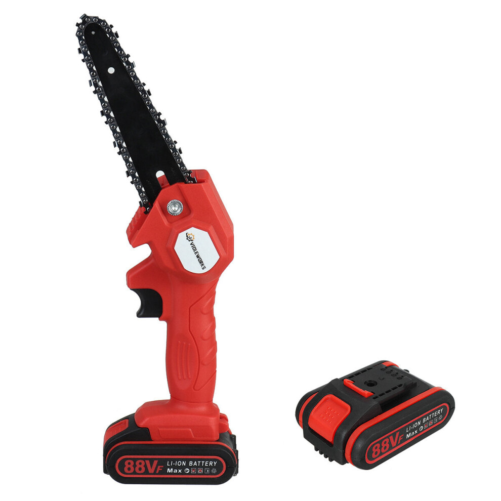 (Red) 88VF 1200W 6Inch Electric Cordless One-Hand Saw Chain Saw Woodworking Tool Kit