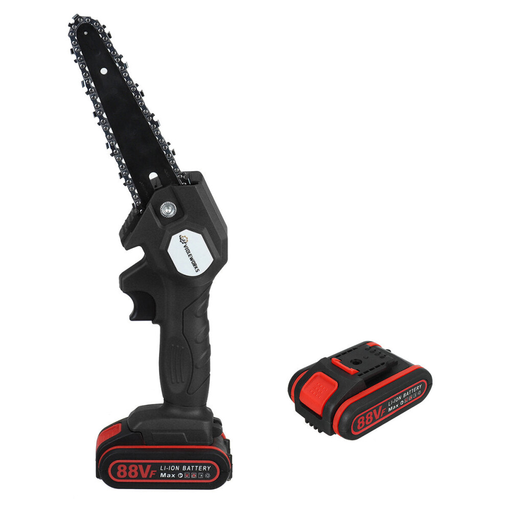 (Black) 88VF 1200W 6Inch Electric Cordless One-Hand Saw Chain Saw Woodworking Tool Kit