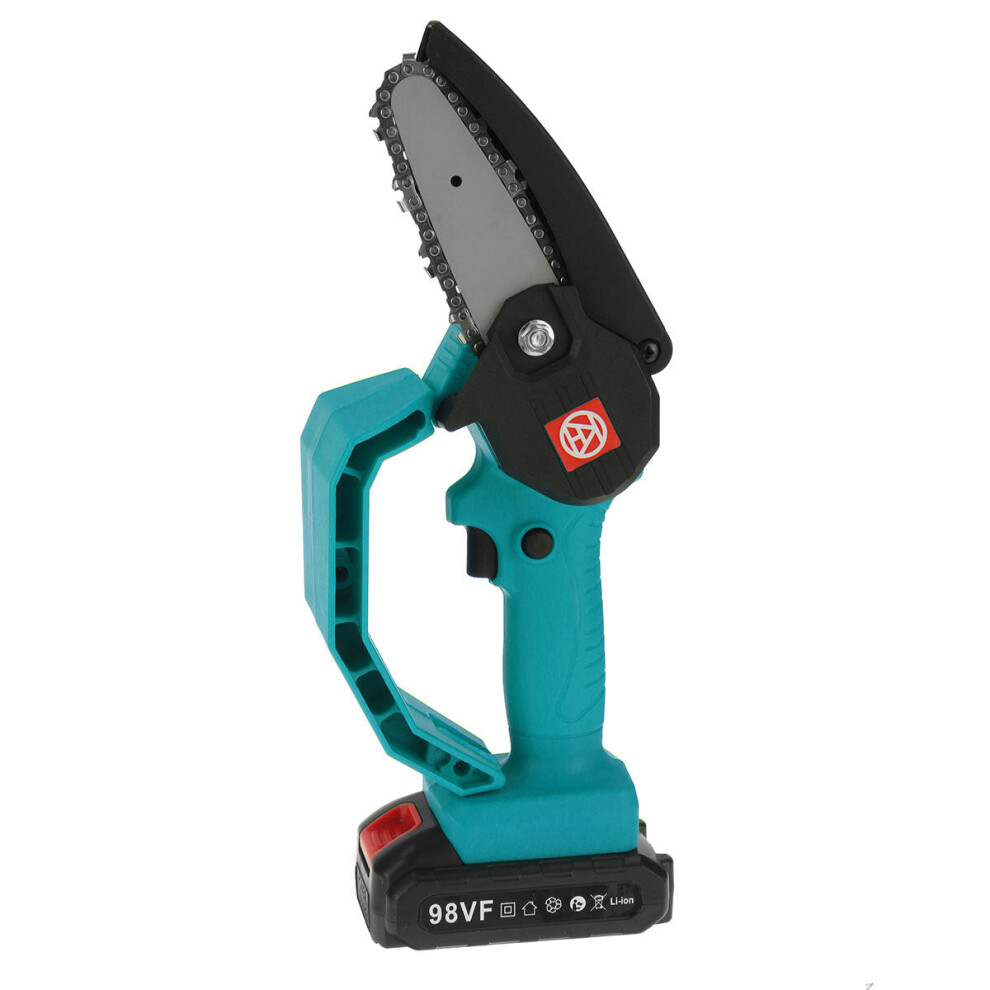 (Blue, Two Batteries) 98Vf 1180W Electric Cordless One-Hand Saw Chain Saw Woodworking With Guard Kit 9078193477405