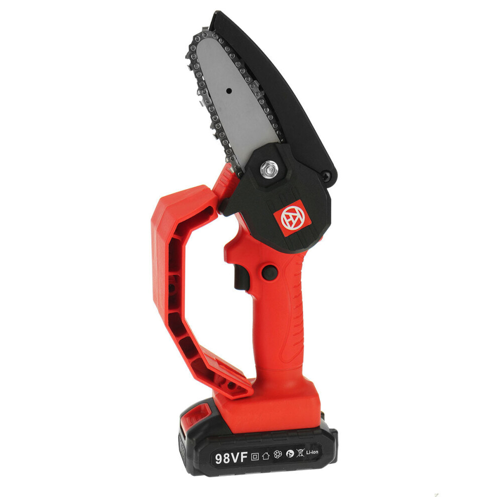 (Red, One Battery) 98Vf 1180W Electric Cordless One-Hand Saw Chain Saw Woodworking With Guard Kit 9078193477368
