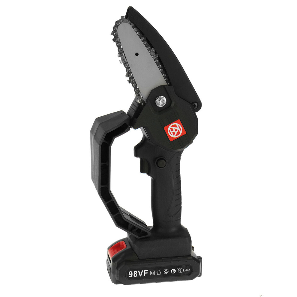 (Black, Two Batteries) 98VF 1180W Electric Cordless One-Hand Saw Chain Saw Woodworking With Guard Kit