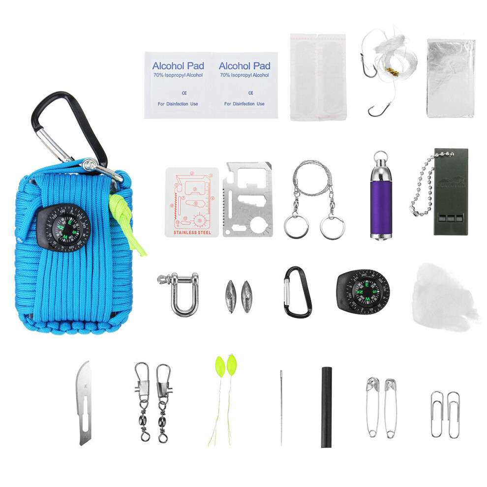 (Blue) 29 In 1 Emergency Survival Kit First Aid EDC Tools Camping Rescue Gear Tools Kit