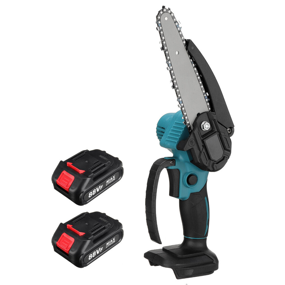 (Blue, Two Batteries) 88Vf 4000Rpm 6" Cordless Electric Chainsaw Wood Cutter Saw For Makita 18V Battery 9078193477566