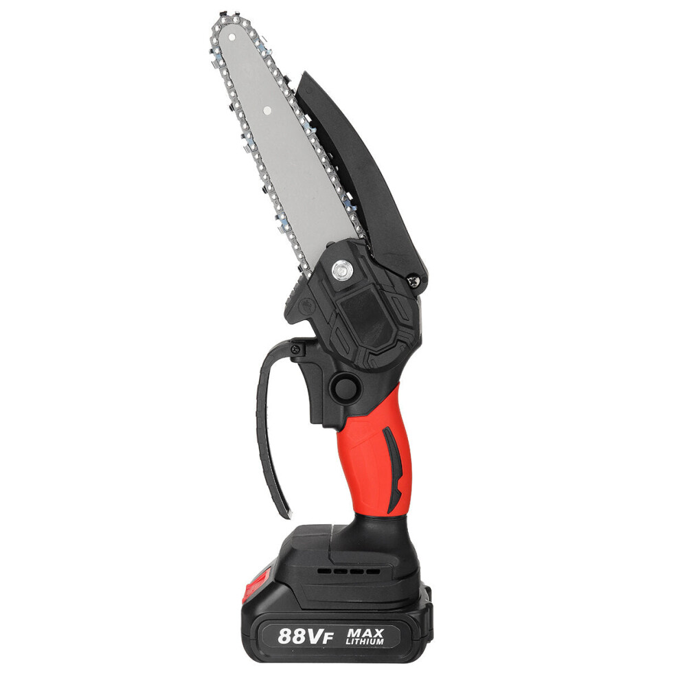 (Red, One Battery) 88VF 4000RPM 6" Cordless Electric Chainsaw Wood Cutter Saw For Makita 18V Battery