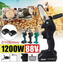 (with 1 Battery) 4 Inches Mini Cordless Electric Chainsaw Powered Wood Cutter Saw Rechargeable Battery