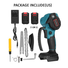 (Two Batteries, US Plug) 6 Inch 88VF Portable Electric Pruning Chain Saw Small Woodworking Chainsaw