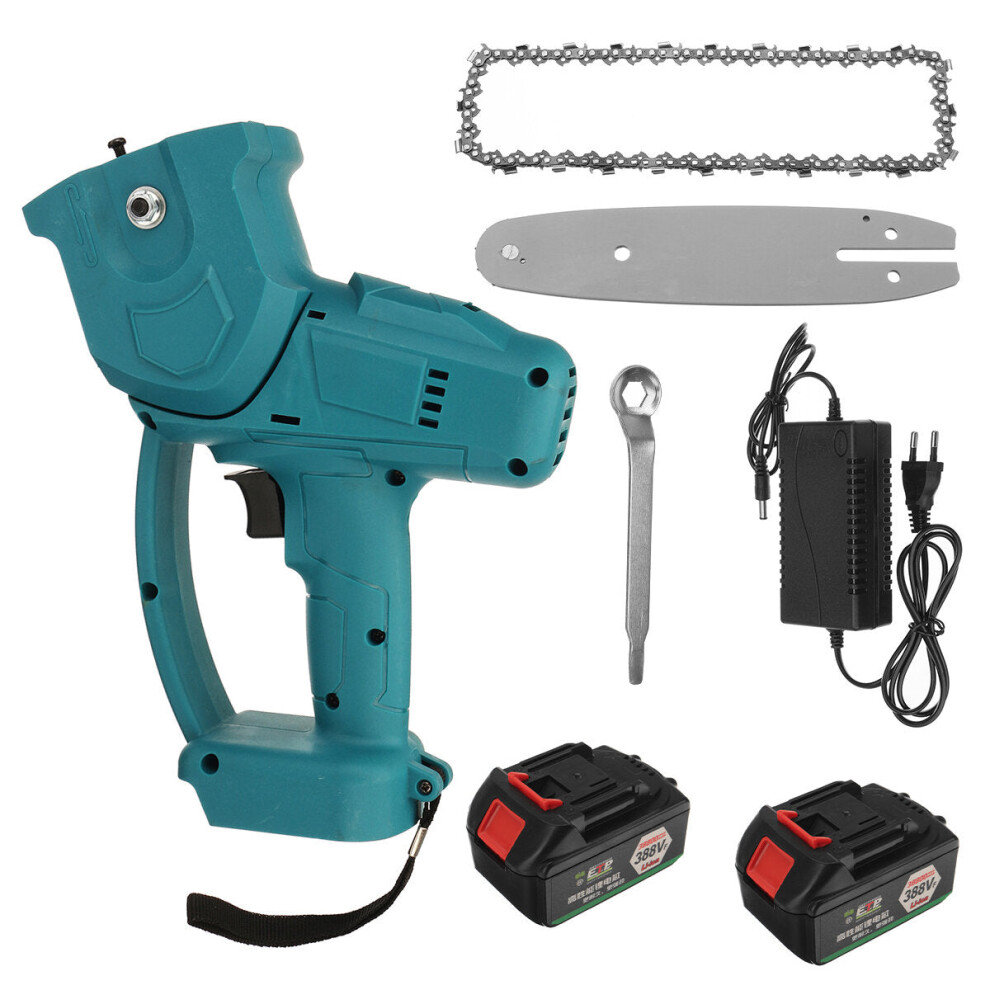 (Two Batteries) 388Vf 8Inch Rechargable Chainsaws Mini Electric Saw Woodworking Pruning Shears 9078193478501