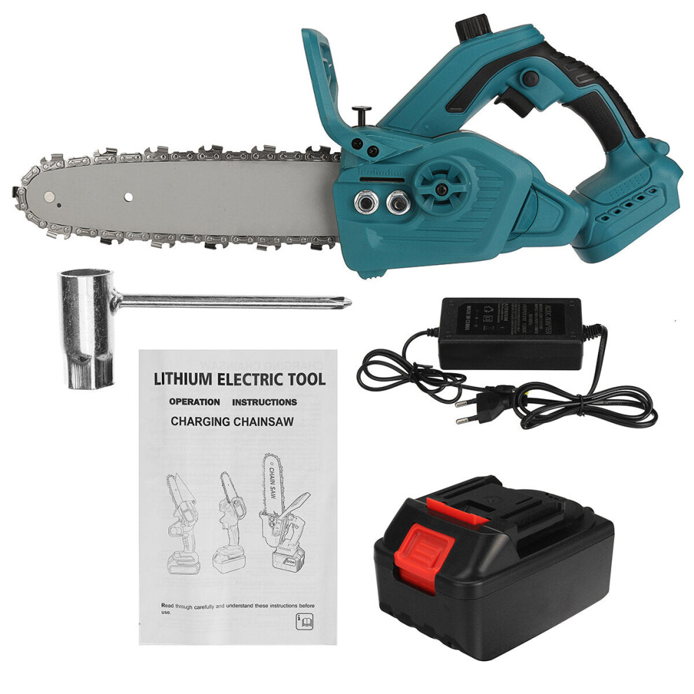 (One Battery) 300W 10In One-Hand Electric Rechargeable Chain Saw Cordless Chainsaw Wood Cutter Woodworking Tool 9078193478563