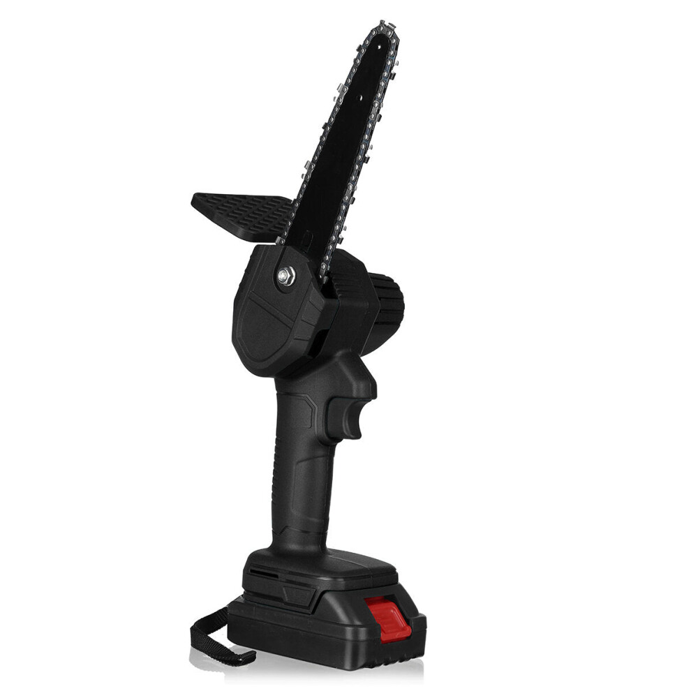 (Black, One Battery) 6 Inch Electric Chain Saw Portable Woodworking Tool Wood Cutter Chainsaw W/ 1/2pcs Battery