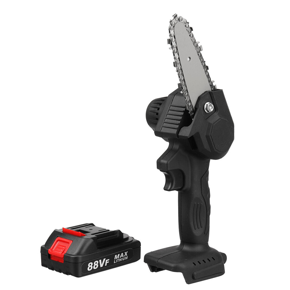 (Two Batteries, Eu Plug) 88Vf 4 Inch Electric Chain Saw 800W One-Hand Chainsaw Rechargeable Logging Saws 9078193472738