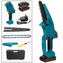 (Two Batteries) 98VF 6 Inch Portable Electric Saw Pruning Chain Saw Rechargeable Woodworking Power Tools Wood Cutter