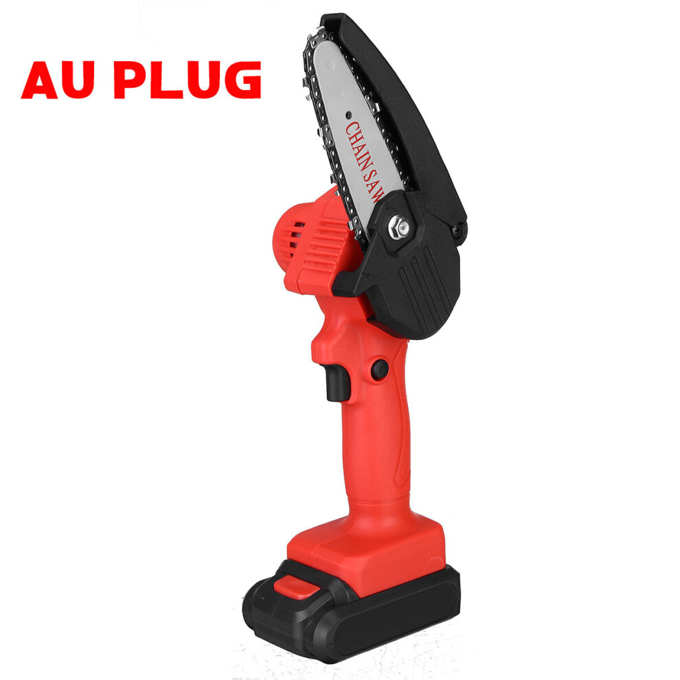 (Au Plug) 600W 4 Inch Cordless Electric Chainsaw Wood Cutter Mini One Hand Saw Woodworking Tool 9078193473001