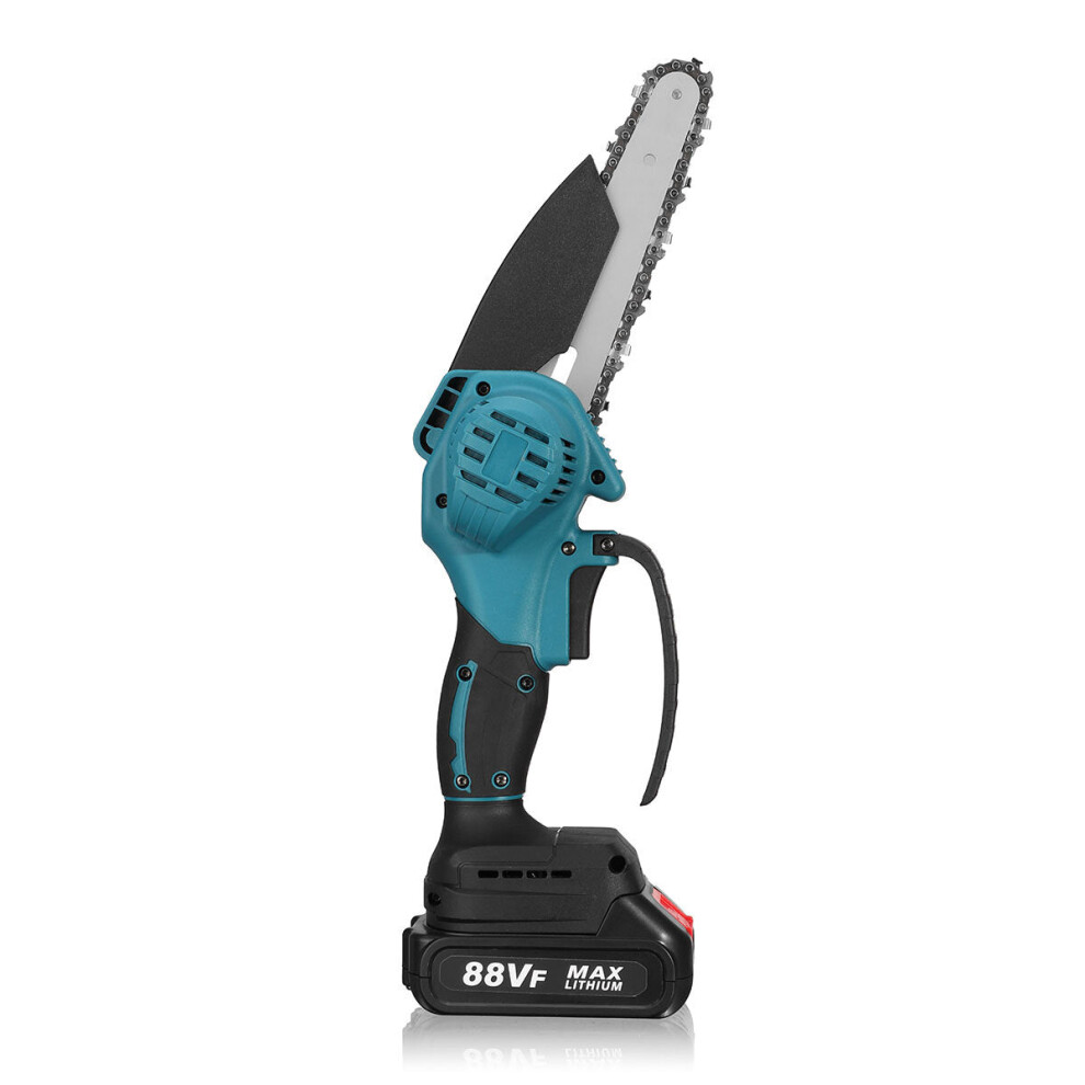 (One Battery, US Plug) 6Inch 88VF Portable Electric Pruning Chain Saw Rechargeable Small Woodworking Chainsaw