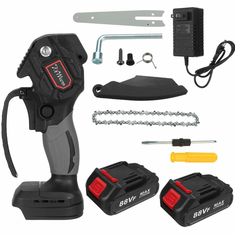 (Two Batteries, Us Plug) 6 Inch 88Vf Portable Electric Pruning Chain Saw Rechargeable Small Woodworking Chainsaw 9078193477931