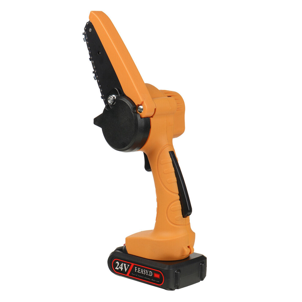 (US Plug) 550W 4 Inch Mini Rechargable Chainsaw 24V One Hand Electric Chain Saw Wood Pruning Shears