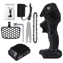 (One Battery) 21V Electric Cordless Chain Saw One-Hand Saw Woodworking Tool W/ 2pcs Battery