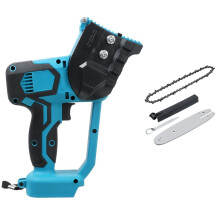 (Blue, Without Battery) 1080W 8 Inch Electric Cordless Chainsaw Chain Saw Handheld Garden Wood Cutting Tool