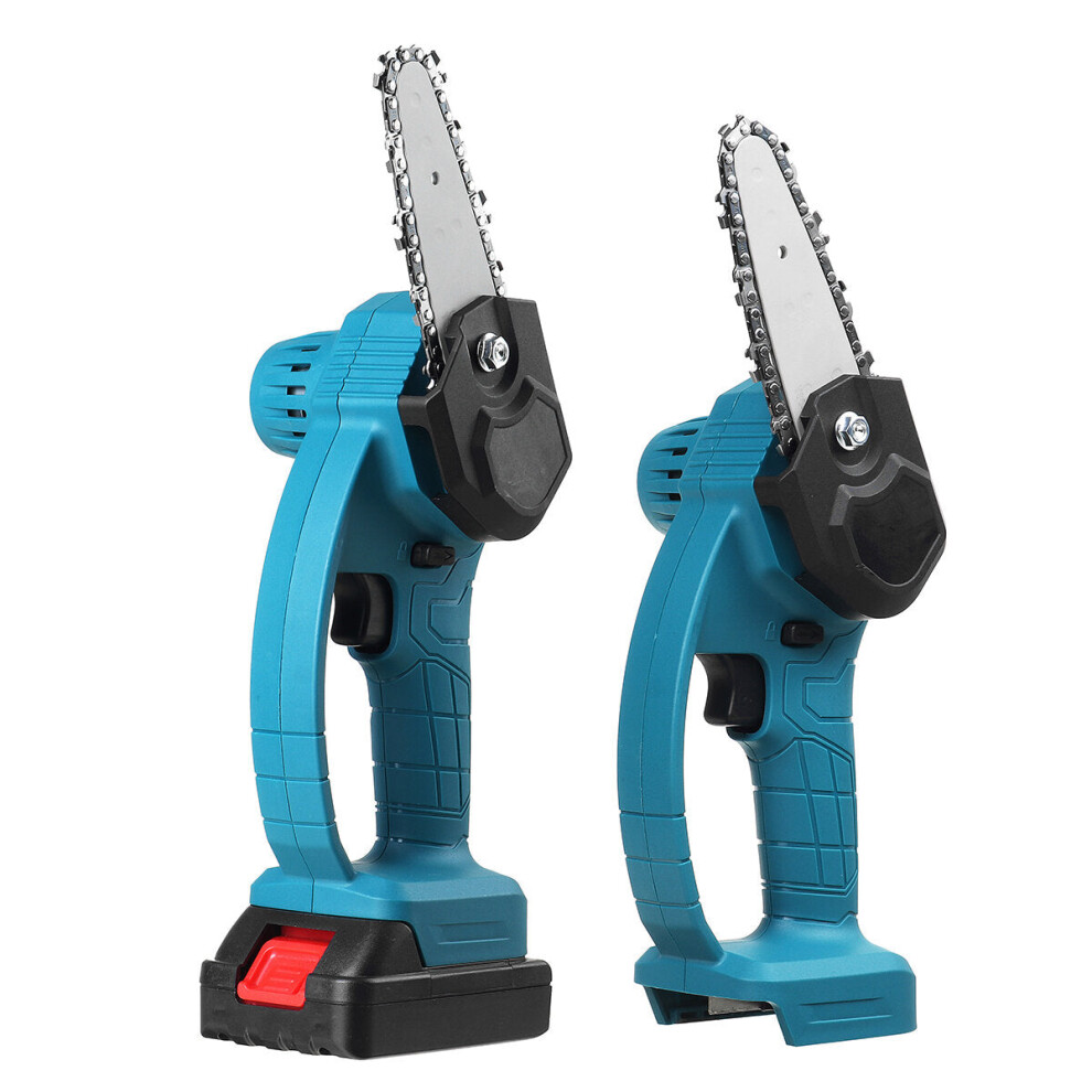 (Two Batteries, EU Plug) 4-Inch 24V Cordless Electric Chainsaw Protable Tree Branch Wood Cutting Saw