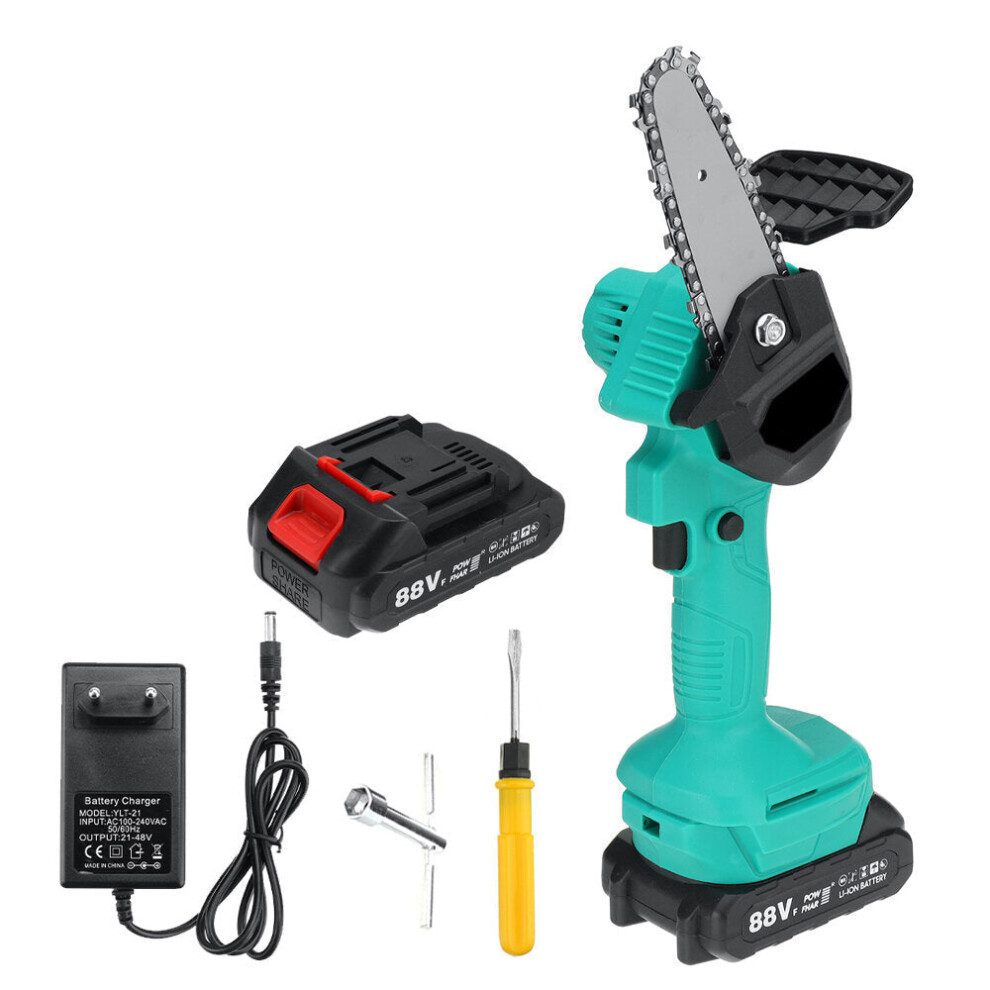 (EU Plug) 4in 1200W Electric Chain Saw Handheld Logging Saw With 2pcs 7500mah Battery