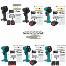 (Black, One Battery) 4 Inch Mini Cordless Rechargeable Electric Chainsaw One-Hand Chain Saws Woodworking Cutting Tool