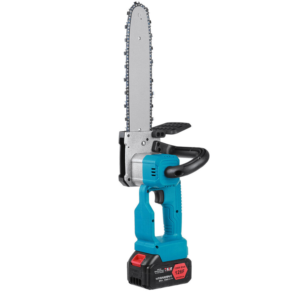 (Two Batteries, US Plug) 21V 10 Inch Cordless Electric Chain Saw Wood Mini Cutter One-Hand Saw Woodworking Tool