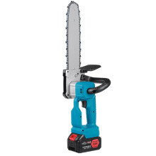 (One Battery, US Plug) 21V 10 Inch Cordless Electric Chain Saw Wood Mini Cutter One-Hand Saw Woodworking Tool