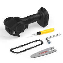 (One Battery, US Plug) 550W 4 Inch Cordless Mini Electric Chainsaw Portable Rechargeable Woodworking Saw