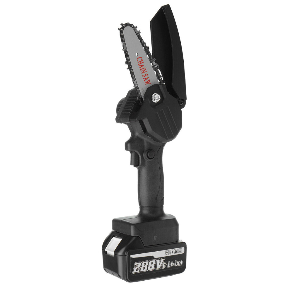 (Black, One Battery) Cordless Electric One-Hand Saw Mini Woodworking Chain Saw