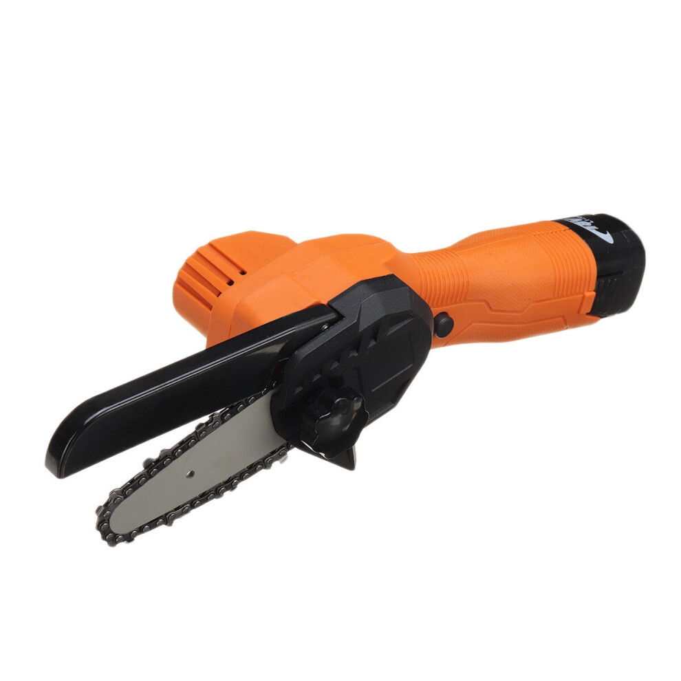 (Two Batteries, US Plug) 18V 500W One-Handed Electric Chainsaw 4 Inch Mini Woodworking Rechargable Lithium Battery Pruning Saw Chainsaws