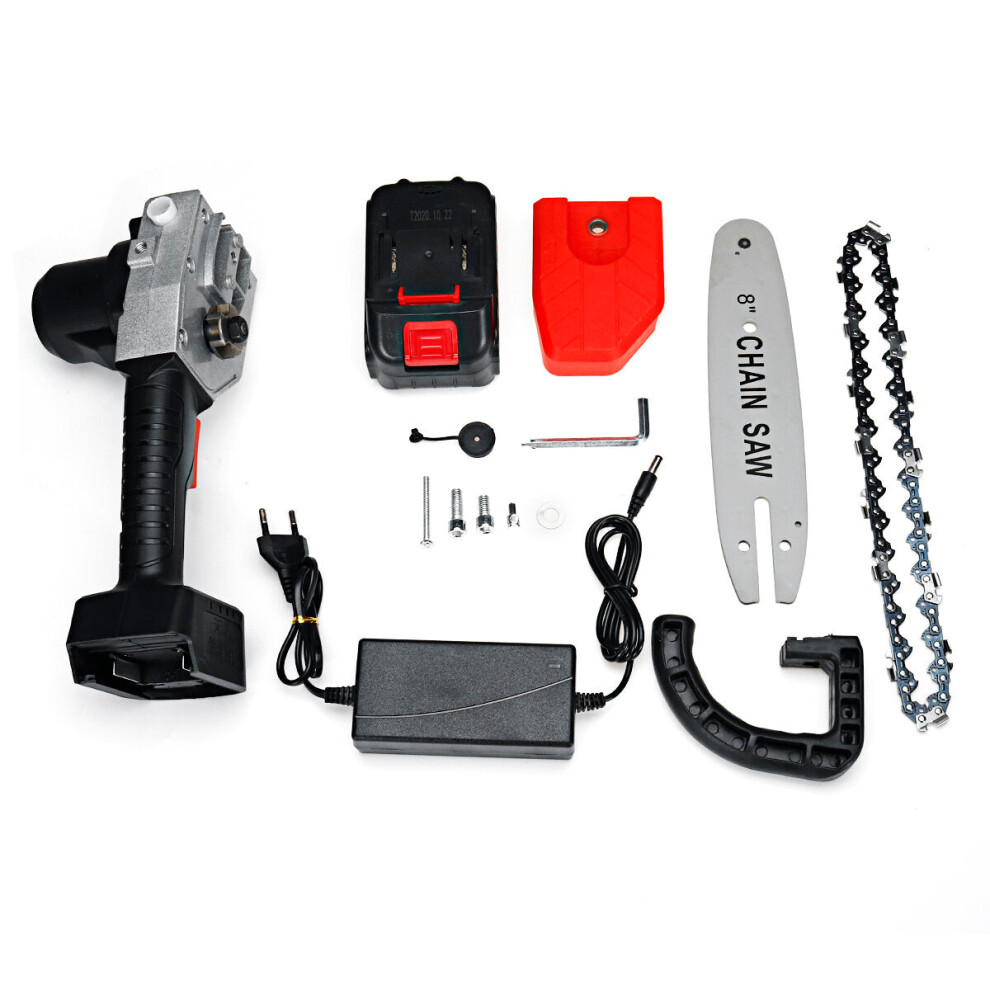 (EU Plug) 8 Inch 21V Portable Brushless Cordless Electric Chain Saw Handheld Pruning Shears Chainsaw