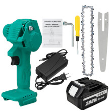 (One Battery, US Plug) 6 Inch Portable Electric Chain Saw Pruning Saw Rechargeable Woodworking Tool