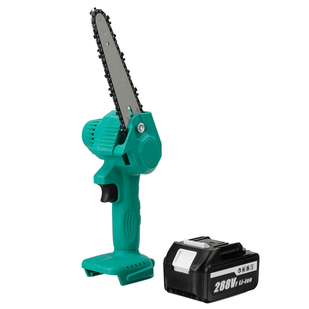 (One Battery, EU Plug) 6 Inch Portable Electric Chain Saw Pruning Saw Rechargeable Woodworking Tool