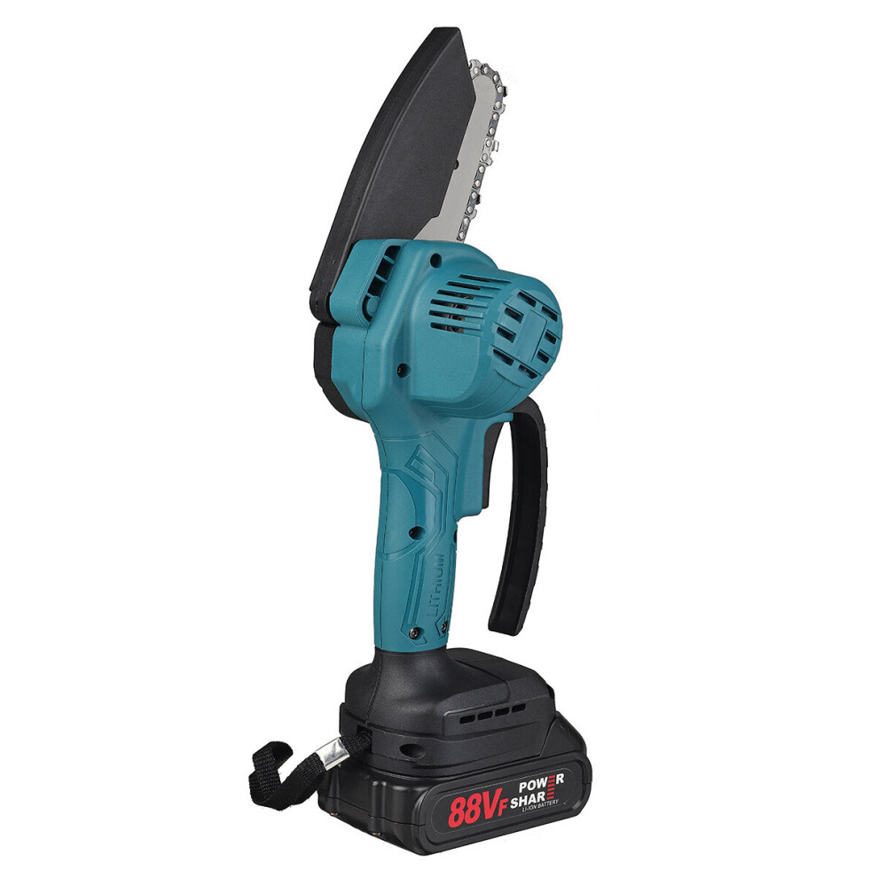 (One Battery, US Plug) 4 Inch Mini Cordless Electric Chainsaw Rechargeable Wood Cutter One-Hand Saw