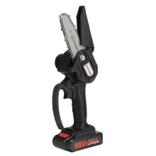 (Black, One Battery) 4 Inch 88VF Cordless Electric Chain Saw 1500W One-Hand Saw LED Woodworking Wood Cutter