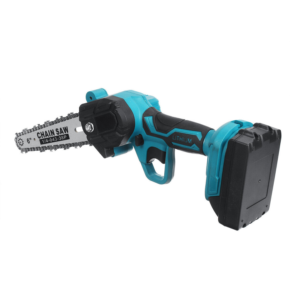 (One Battery, US Plug) 6 Inch Electric Chain Saw Portable Chainsaws Cutter Woodworking Tool W/ 1pc or 2pcs Battery