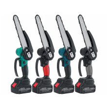 (Dark blue, with 2 Batteries) 388VF 8 Inch Cordless Electric Chain Saw One-Hand Wood Cutter Pruning Saw Power Tools