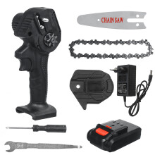 (One Battery, EU Plug) 4" Mini Cordless Electric Chain Saw Wood Cutter Woodworking One-Hand Saw