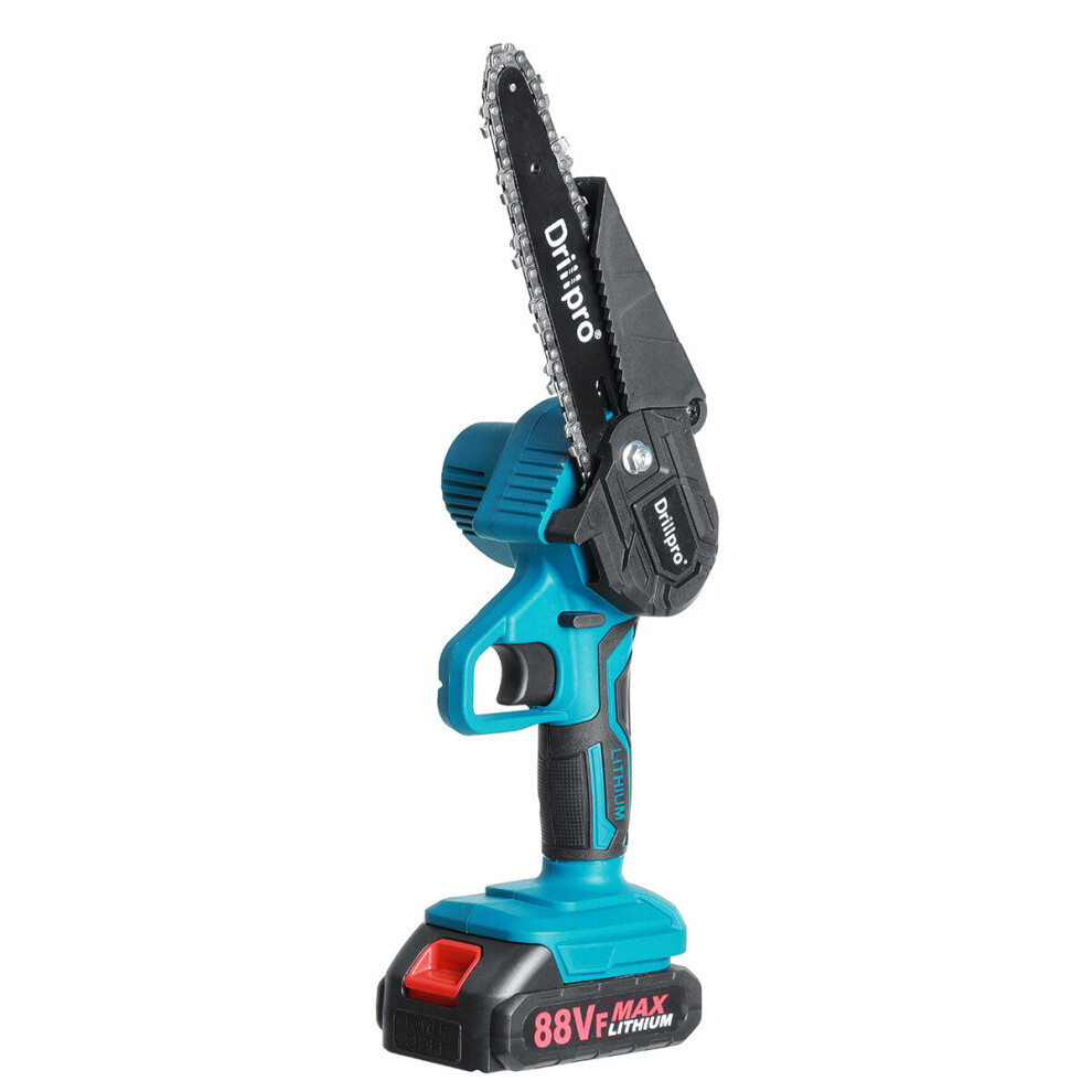 (Two Batteries, US Plug) 6 Inch Electric Chain Saw Portable Woodworking Tool Wood Cutter