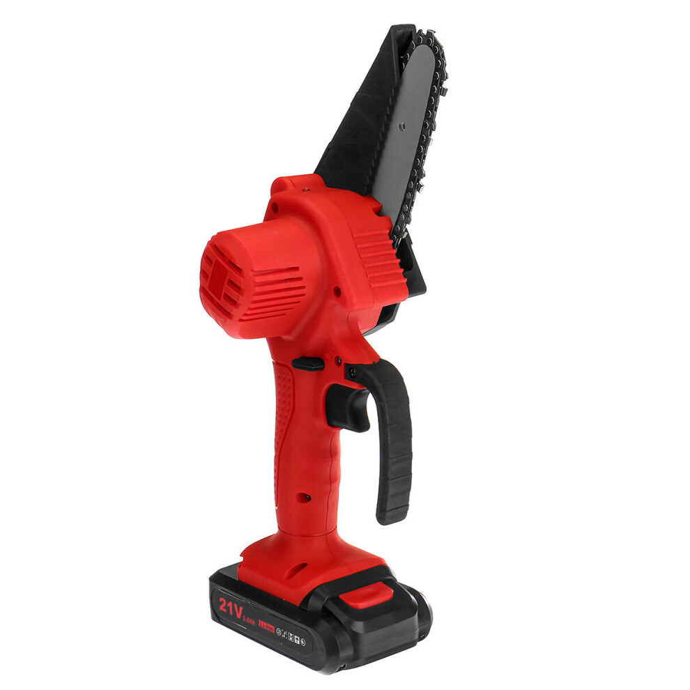(One Battery) 4 Inch Mini Cordless Electric Chain Saw LED One-Hand Saws Woodworking Wood Cutter