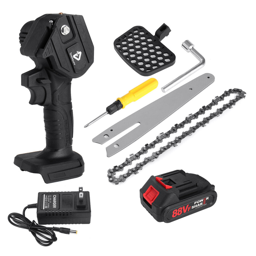 (One Battery, Us Plug) 88Vf 6 Inch Cordless Electric Chain Saw Chainsaw Woodworking Tool For Makita Battery 9078193477214