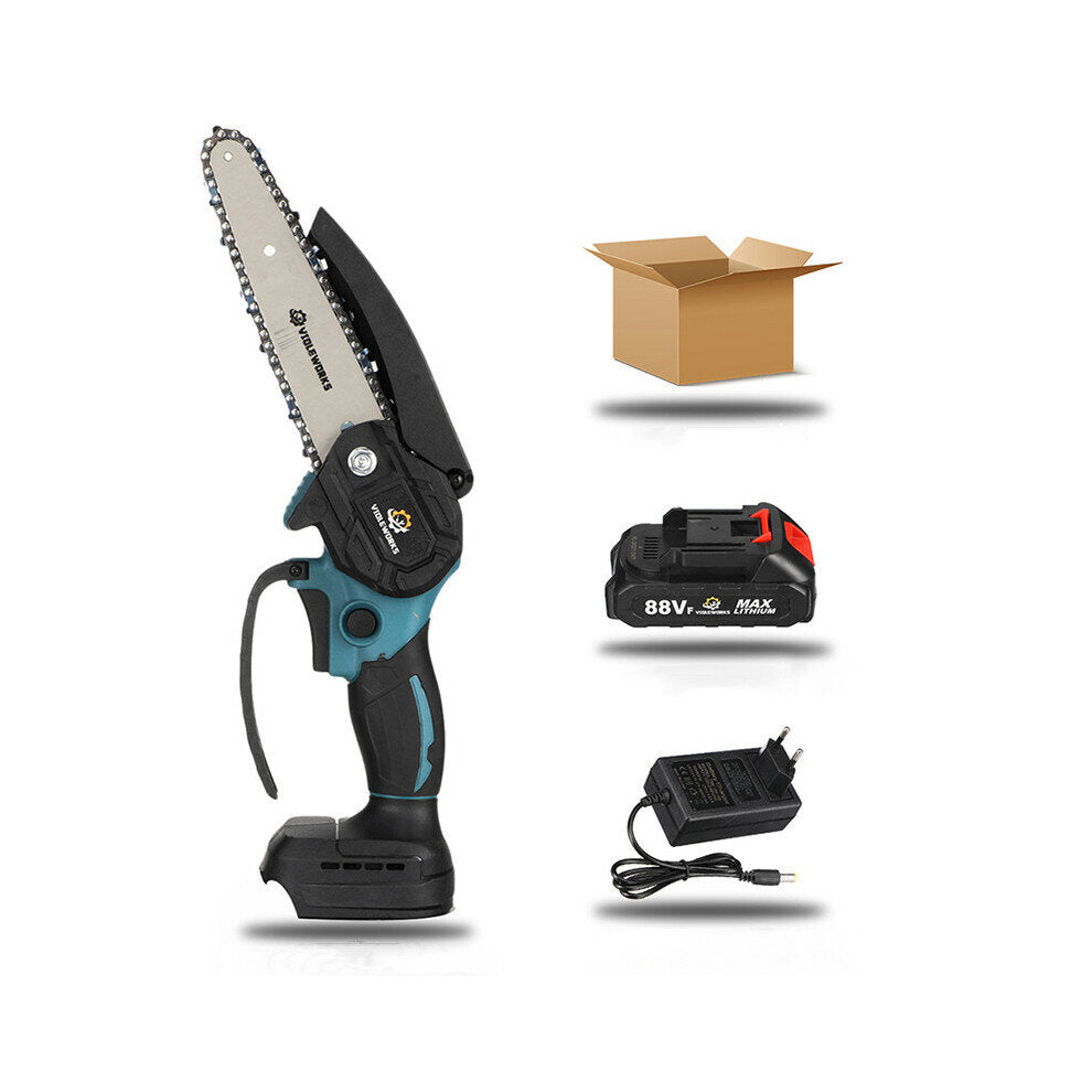 (One Battery) 88VF 6 Inch Electric Chain Saw 1500W Cordless One-Hand Saws Woodworking Tool Wood Cutter