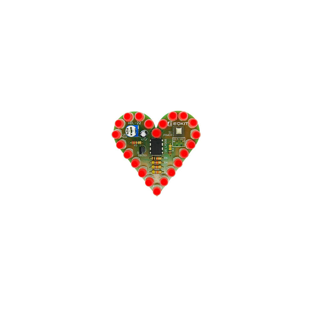 3Pcs Heart Shaped Red Light Kit DIY Breathing Light Parts DC4-6V Speed Adjustable