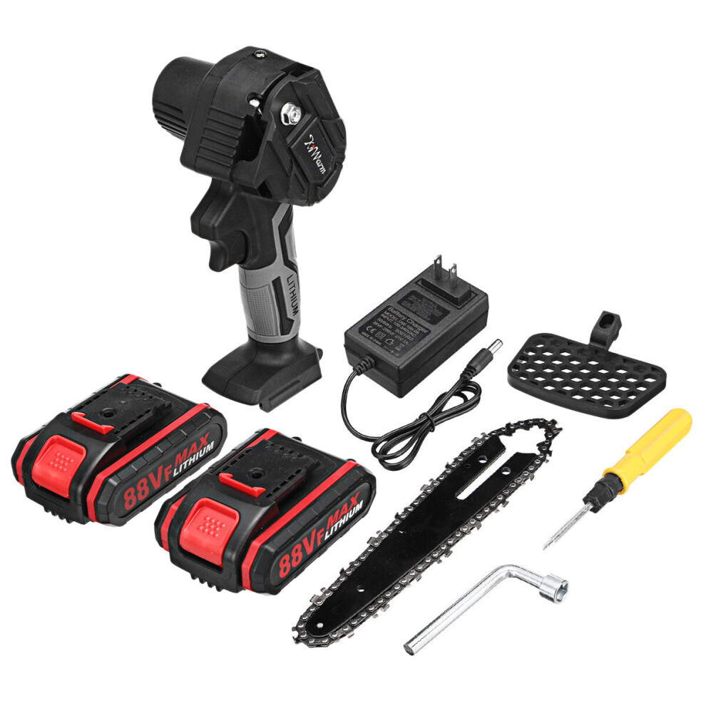 (Two Batteries, US Plug) 6 Inch Portable Electric Pruning Saw Rechargeable One-hand Woodworking Electric Chain Saws