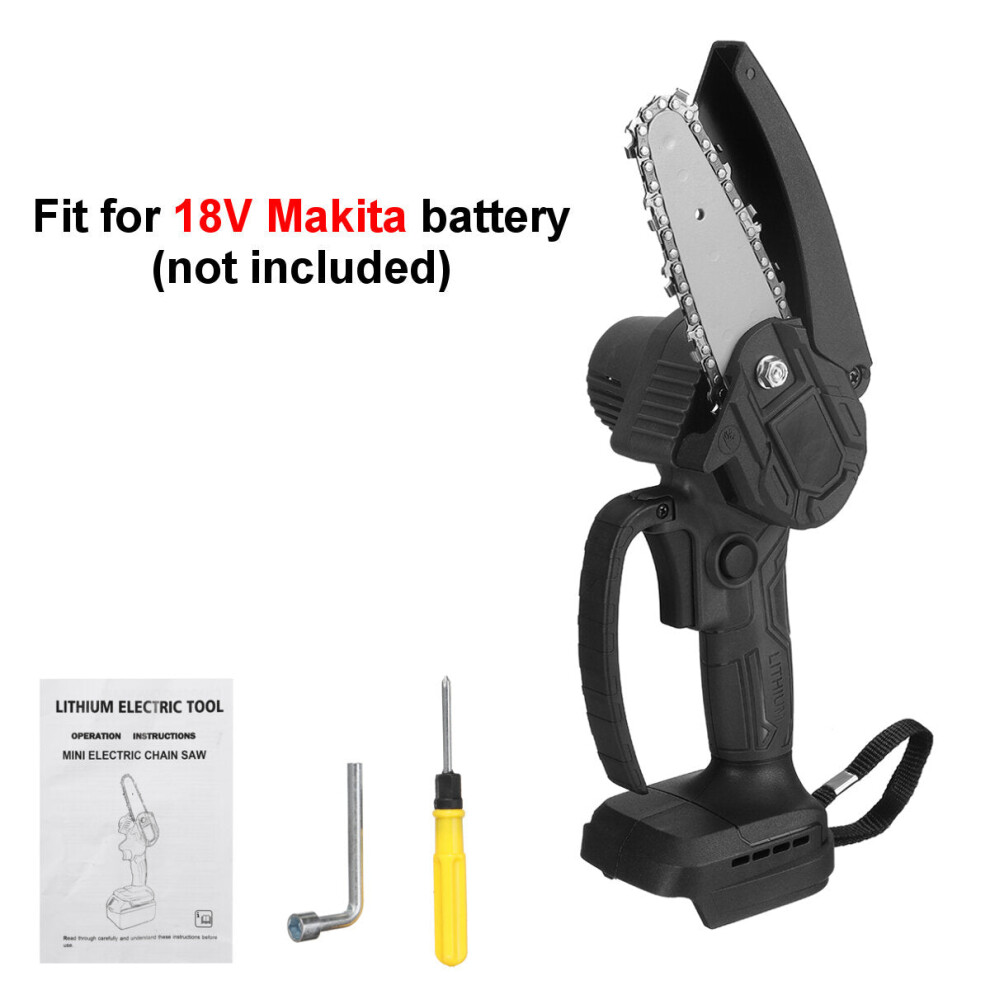 (Black) 4 Inch Electric Chain Saw Cordless Chainsaw Multi-function Woodworking Wood Cutter