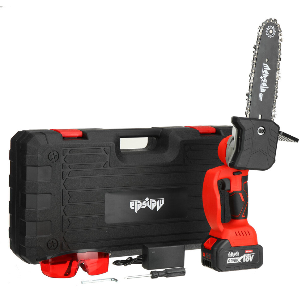 (One Battery, EU Plug) 8 Inch Cordless Brushless Electric Chain Saw W/ 4Ah Battery Rechargeable Chainsaw