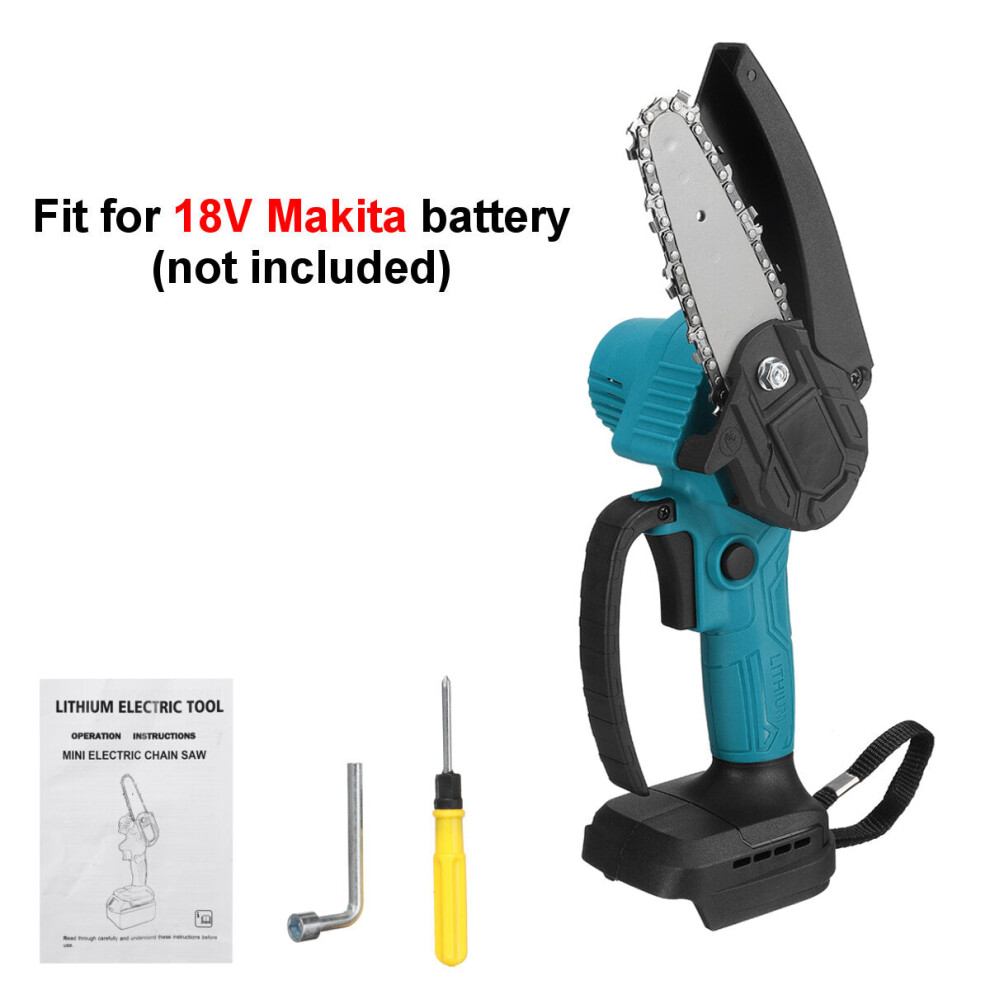 (Blue) 4 Inch Electric Chain Saw Cordless Chainsaw Multi-Function Woodworking Wood Cutter 9078193476576