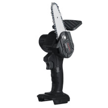 (Black, EU Plug) 21V 4" Cordless Electric Chain Saw Rechargeable Woodworking Cutting Saw